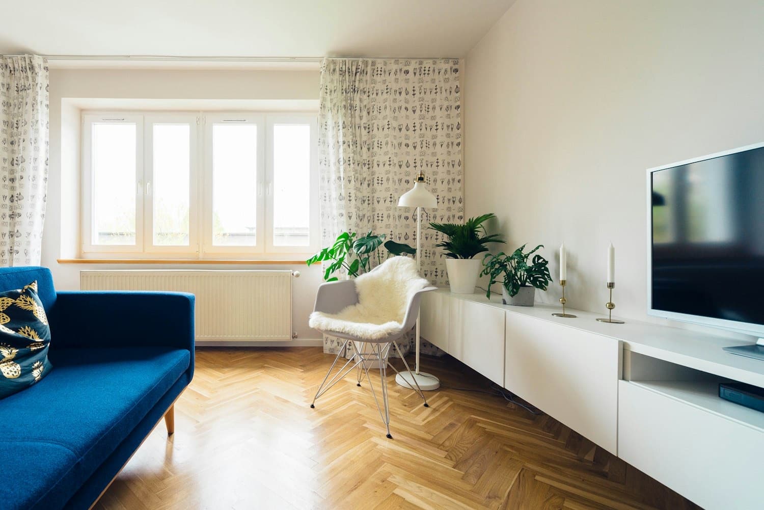 A bright, welcoming room with soft natural light and plants